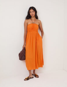 Orange Halterneck Beach Lightweight Dress