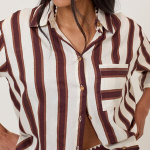 Brown Striped Beach Breezy Shirt