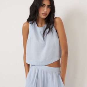 Light Blue Linen Blend Top