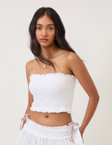 White Shirred Beach Soft Top