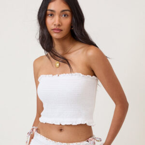 White Shirred Beach Soft Top