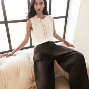 Brown Barrel Leg Pleated Trousers