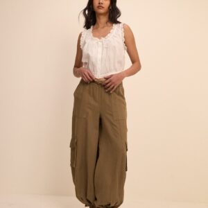 Khaki Relaxed Structured Soft Trousers
