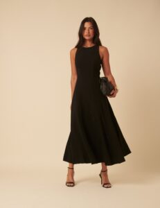 Black Sleeveless A-Line Midaxi Dress
