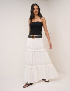 White Midi Classic Easy Skirt