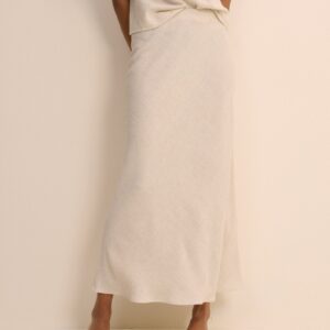 Cream Slip Midi Soft Skirt