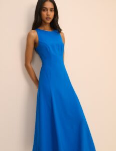 Blue Sleeveless A-Line Midaxi Dress