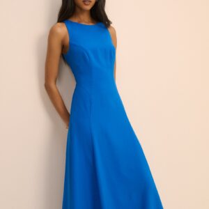 Blue Sleeveless A-Line Midaxi Dress