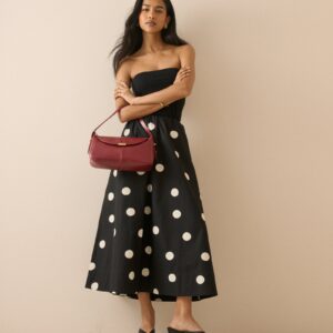 Black And White Polka Dot Midi Skirt