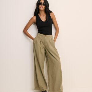 Green High Waisted Wide Leg Trousers