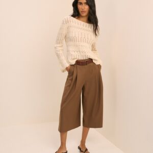 Brown High Waisted Wide Leg Culottes