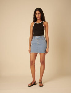 Blue Denim Mini Graceful Skirt