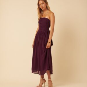 Red Burgundy Sleeveless Elegant Midi Dress